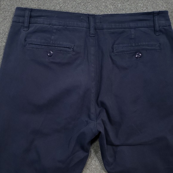 ASH & ERIE Chino Pants Mens 32x29 Navy Blue Flat Front Casual Trousers - Picture 5 of 11